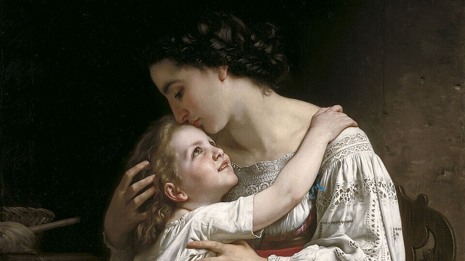 Le Lever (1865), an oil painting depicting a mother and child by William-Adolphe Bouguereau