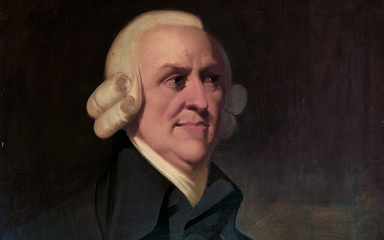 Adam Smith, famous for The Wealth of Nations and its elucidation of the invisible hand and the division of labour.