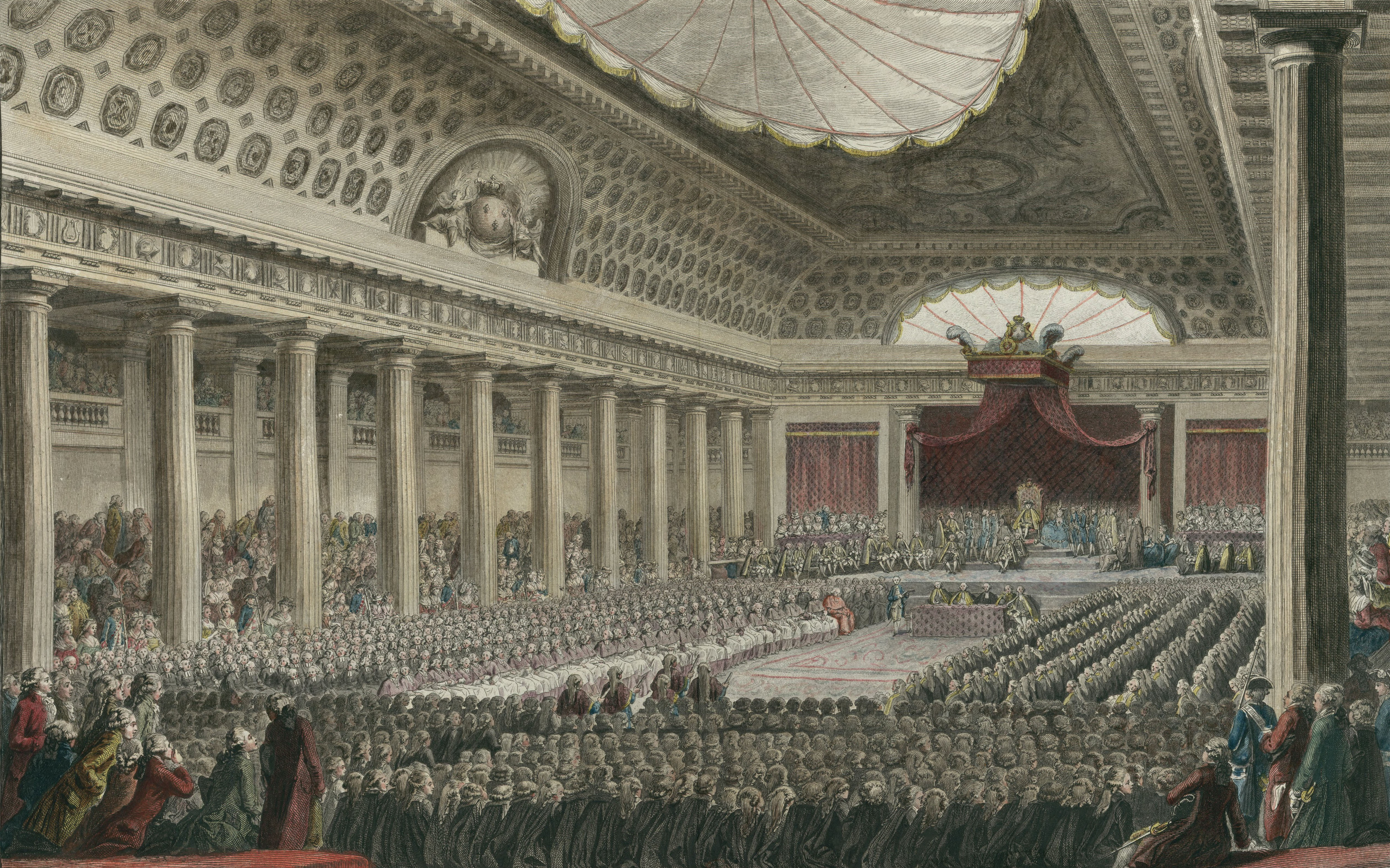 The opening of the Estates General at Versailles, France, in 1789.