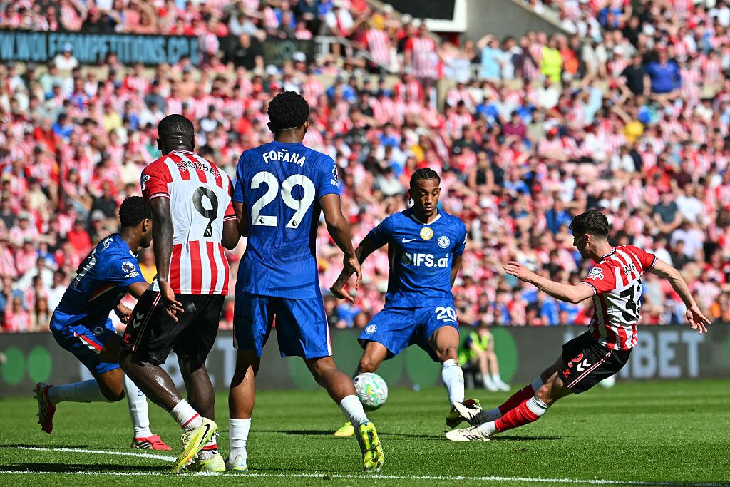 Sunderland face Chelsea at the Stadium of Light during a Premier League match in Sunderland, England, 24 May 2026.