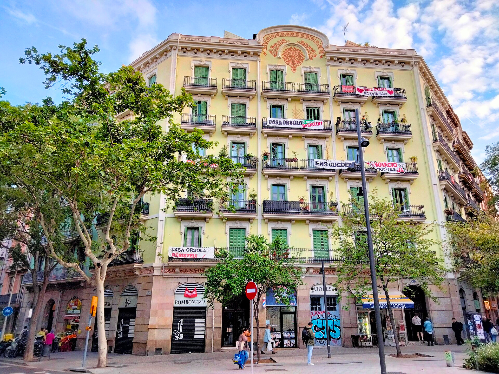Casa Orsola, a residential building in Barcelona at the center of protests over housing costs and evictions.